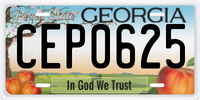 GA license plate CEP0625