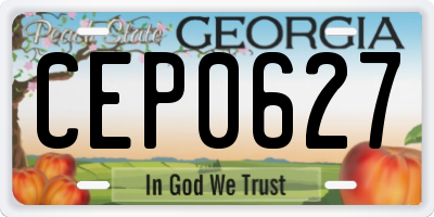 GA license plate CEP0627