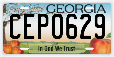GA license plate CEP0629