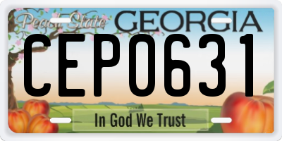 GA license plate CEP0631