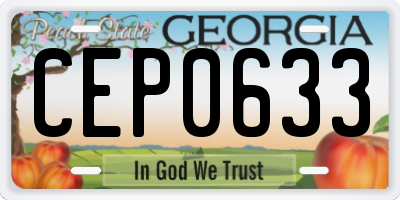 GA license plate CEP0633
