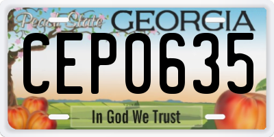GA license plate CEP0635