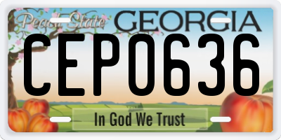 GA license plate CEP0636