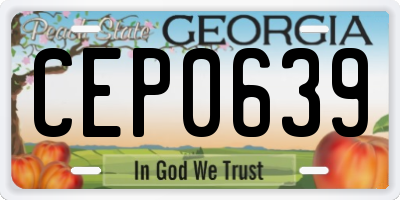 GA license plate CEP0639