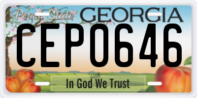 GA license plate CEP0646