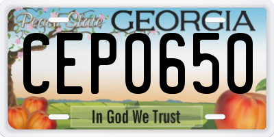 GA license plate CEP0650