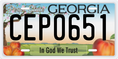 GA license plate CEP0651