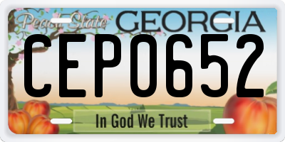 GA license plate CEP0652