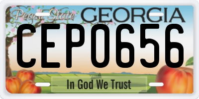 GA license plate CEP0656
