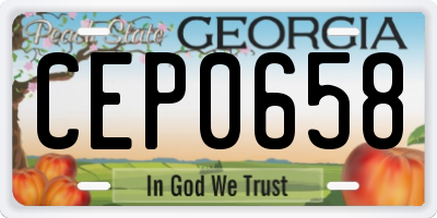 GA license plate CEP0658