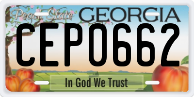 GA license plate CEP0662