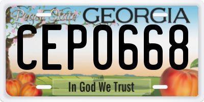 GA license plate CEP0668