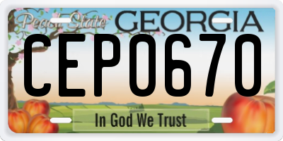 GA license plate CEP0670