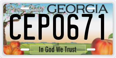 GA license plate CEP0671
