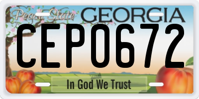 GA license plate CEP0672