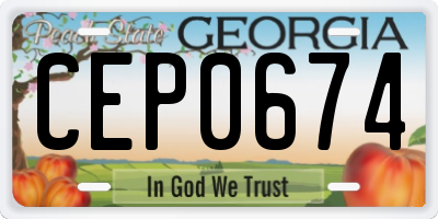 GA license plate CEP0674