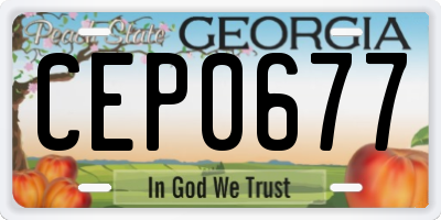 GA license plate CEP0677