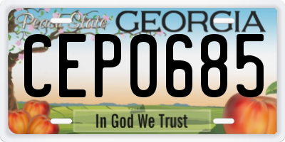 GA license plate CEP0685