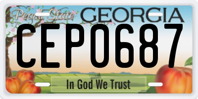 GA license plate CEP0687