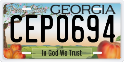 GA license plate CEP0694