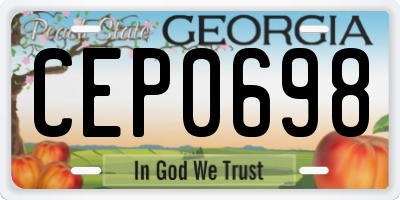 GA license plate CEP0698