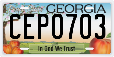 GA license plate CEP0703