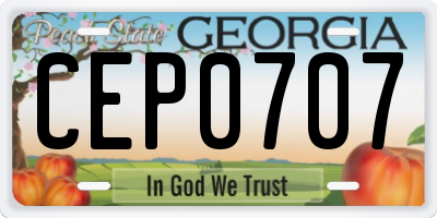 GA license plate CEP0707