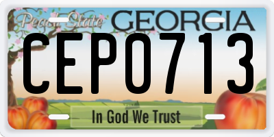 GA license plate CEP0713