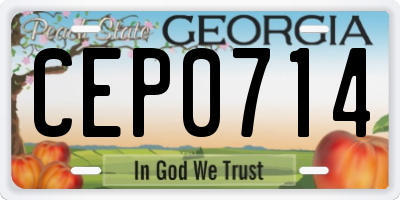 GA license plate CEP0714