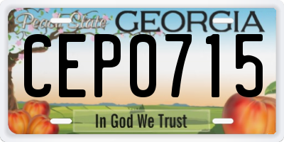 GA license plate CEP0715
