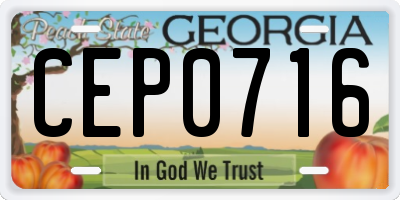 GA license plate CEP0716