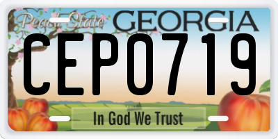 GA license plate CEP0719