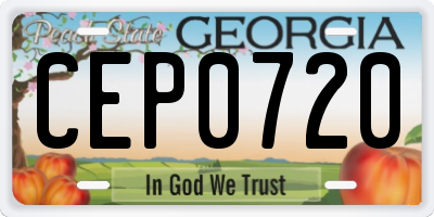 GA license plate CEP0720