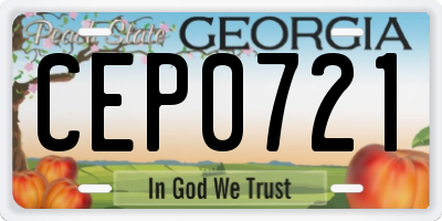 GA license plate CEP0721