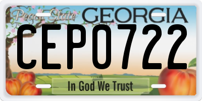 GA license plate CEP0722