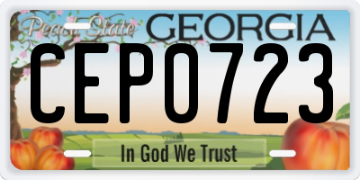 GA license plate CEP0723