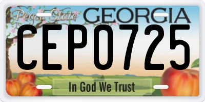 GA license plate CEP0725