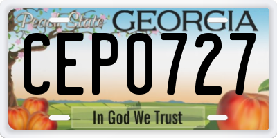GA license plate CEP0727