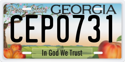 GA license plate CEP0731