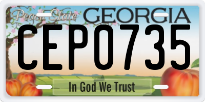 GA license plate CEP0735