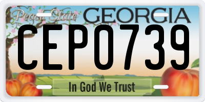 GA license plate CEP0739