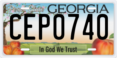 GA license plate CEP0740