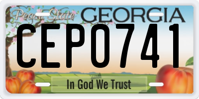 GA license plate CEP0741
