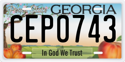GA license plate CEP0743