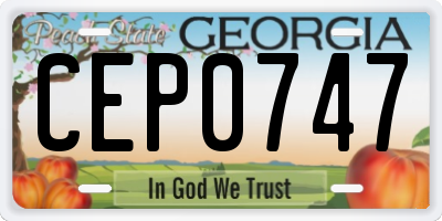 GA license plate CEP0747