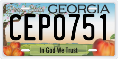 GA license plate CEP0751