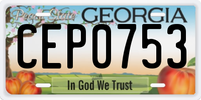 GA license plate CEP0753