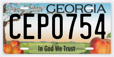 GA license plate CEP0754