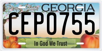 GA license plate CEP0755