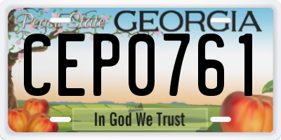 GA license plate CEP0761
